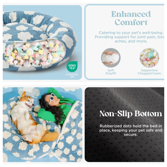Round Plush Pet Bed – Soft, Anti-Bite Nest for Dogs & Cats, Warm and Thickened
