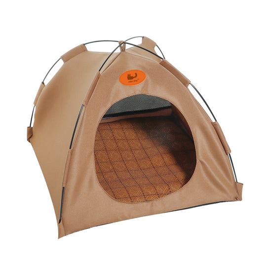 Summer Washable Foldable Pet Tent Bed – Breathable Semi-Enclosed for Cats & Small Dogs