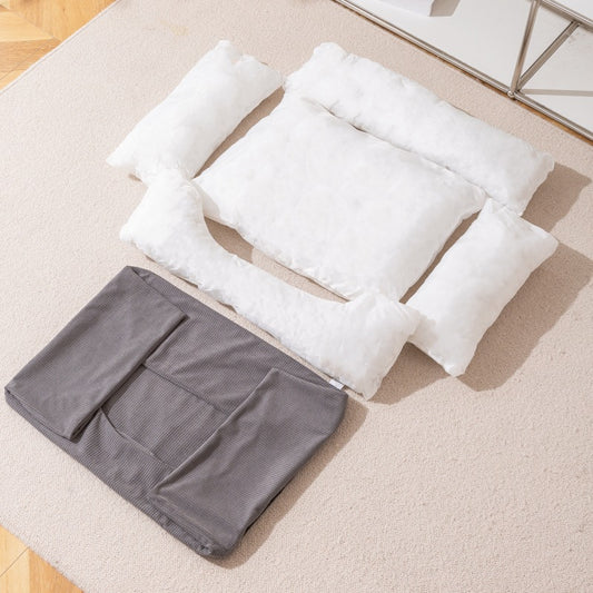 Corduroy Pet Bed – Removable, All-Season Dog & Cat Nest with Neck Support