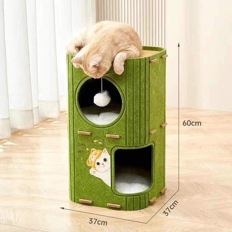Multi-Level Cat Tree with Bed & Scratcher β All-Season Cat Tower with Cave & Post