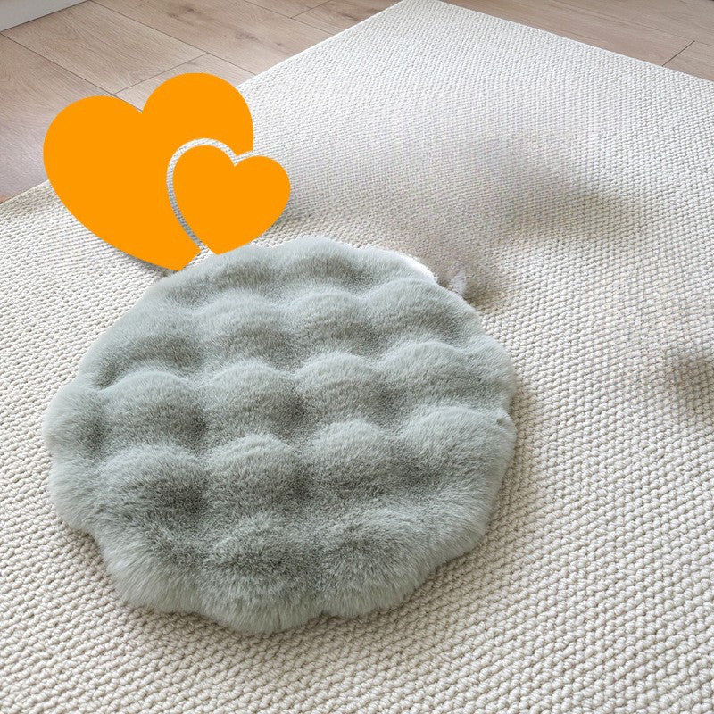 Imitation Rabbit Fur Round Pet Bed – Soft & Warm Mat for Cats and Small Dogs