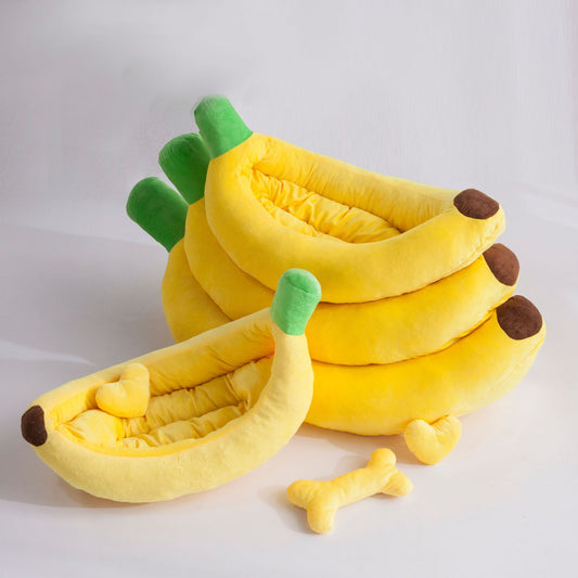 Banana-Shaped Pet Bed – Cute Washable Nest for Dogs & Cats