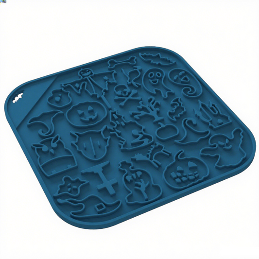 Halloween Blue Anti-Slip Silicone Pet Feeding Bowl – Slow Feeder Design for Cats & Dogs
