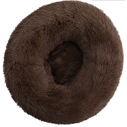 Plush Round Pet Bed – Soft Kennel Cushion for Cats & Small Dogs