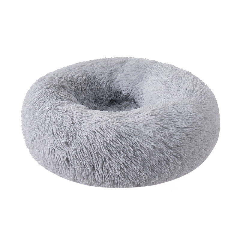 Plush Round Pet Bed – Soft Kennel Cushion for Cats & Small Dogs
