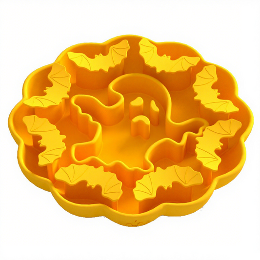 Pumpkin Halloween Yellow Hot Sale Silicone Slow Feeder Pet Bowl with Suction Cup – Cat & Dog Food Dish