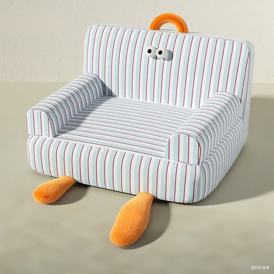 Striped Cozy Pet Sofa Bed for Small Dogs & Cats