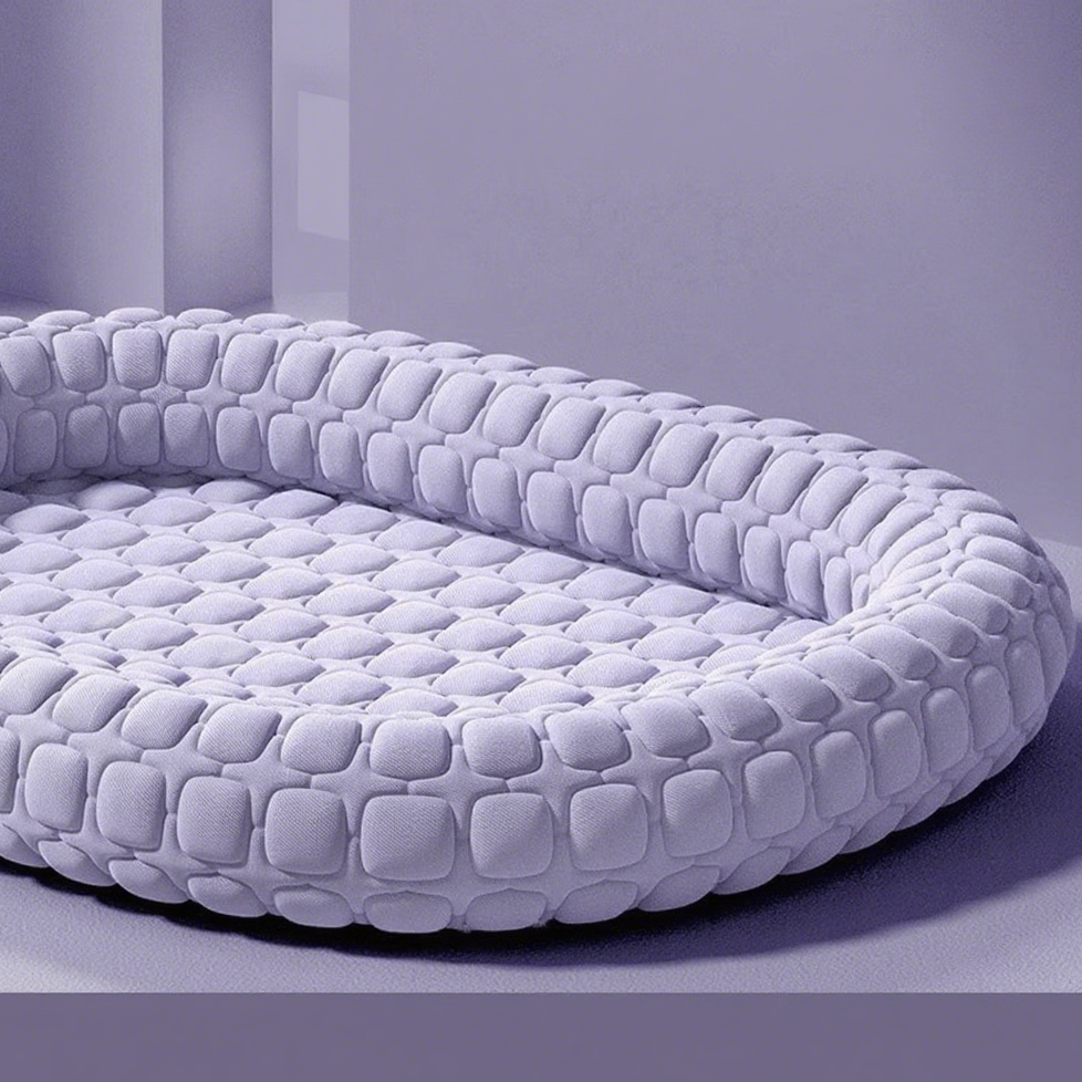 Cooling Latex Pet Bed – Ice Silk Summer Dog Mat with Neck Support
