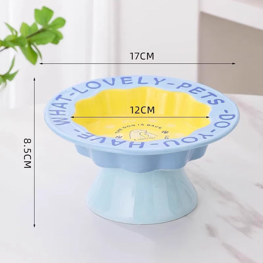 Lacey Elevated Ceramic Cat Bowl – Anti-Black Chin, Stable Wide Base