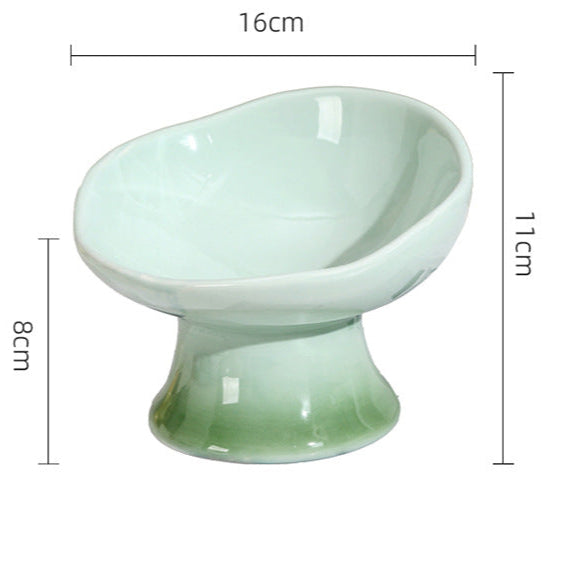 15° Tilted Ceramic Pet Bowl – Elevated Anti-Slip Cat & Dog Food Bowl with Petal Design