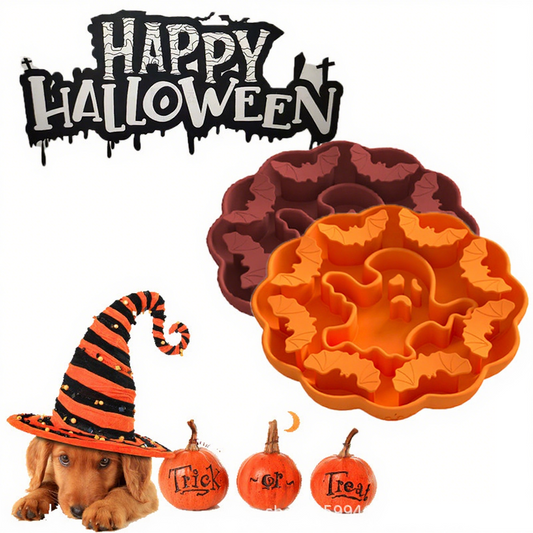 Pumpkin Halloween Blue Hot Sale Silicone Slow Feeder Pet Bowl with Suction Cup – Cat & Dog Food Dish