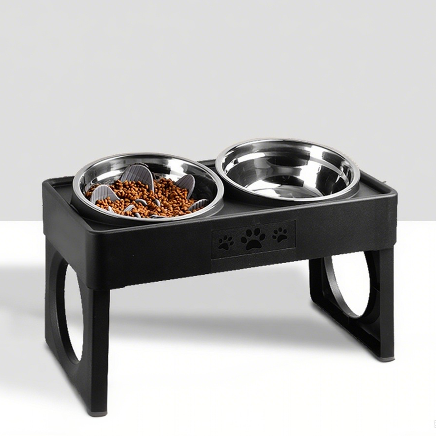 Slow Feeder Dog Bowl Set – Anti-Tip, Dual Bowl Design for Large Breeds with Neck Support, Portable & Detachable