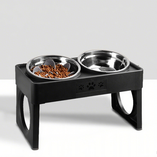 Slow Feeder Dog Bowl Set – Anti-Tip, Dual Bowl Design for Large Breeds with Neck Support, Portable & Detachable