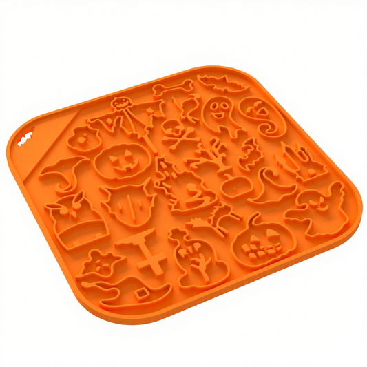 Halloween Orange Anti-Slip Silicone Pet Feeding Bowl – Slow Feeder Design for Cats & Dogs