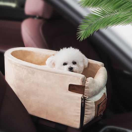 Pet Car Seat Bed for Small Dogs & Cats – Travel Safety Booster with Harness