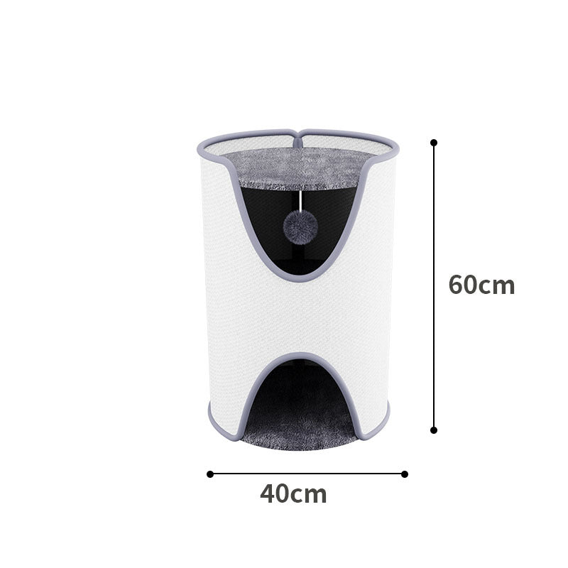Multi-Functional Cat Tree Cave – Sisal Barrel with Scratcher & Bed, Space-Saving Design