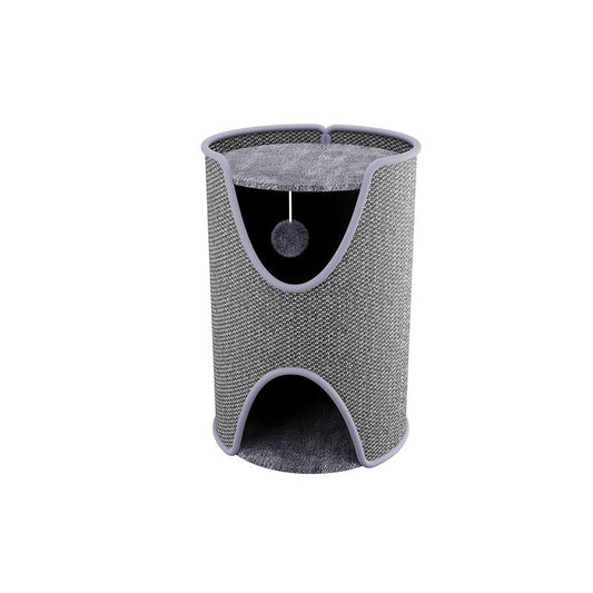 Multi-Functional Cat Tree Cave – Sisal Barrel with Scratcher & Bed, Space-Saving Design