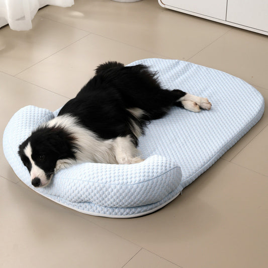 Summer Cooling Pet Mat – Breathable Ice Silk Bed Pad with 3D Sponge for Dogs & Cats