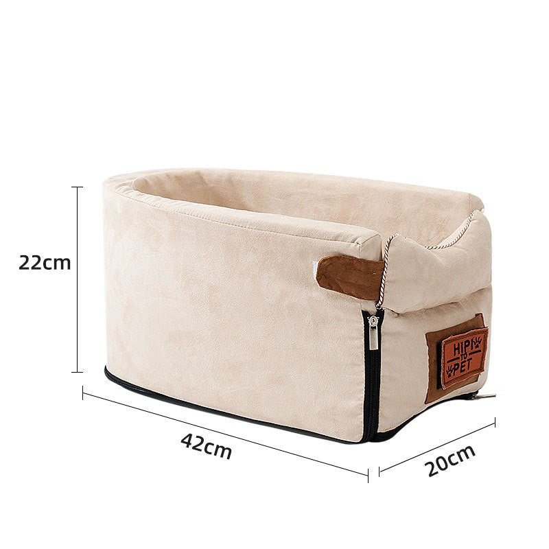 Pet Car Seat Bed for Small Dogs & Cats – Travel Safety Booster with Harness