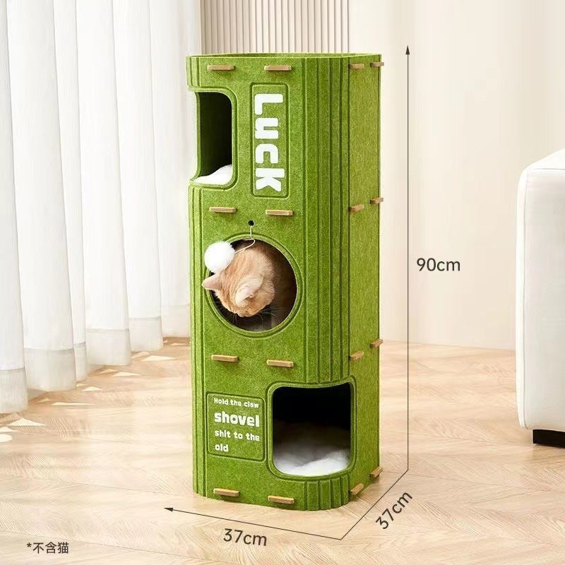Multi-Level Cat Tree with Bed & Scratcher – All-Season Cat Tower with Cave & Post