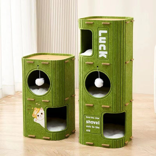Multi-Level Cat Tree with Bed & Scratcher – All-Season Cat Tower with Cave & Post