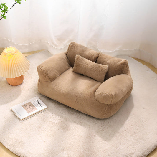 Plush Sofa Pet Bed – Thick, Supportive Couch-Style Nest for Dogs & Cats