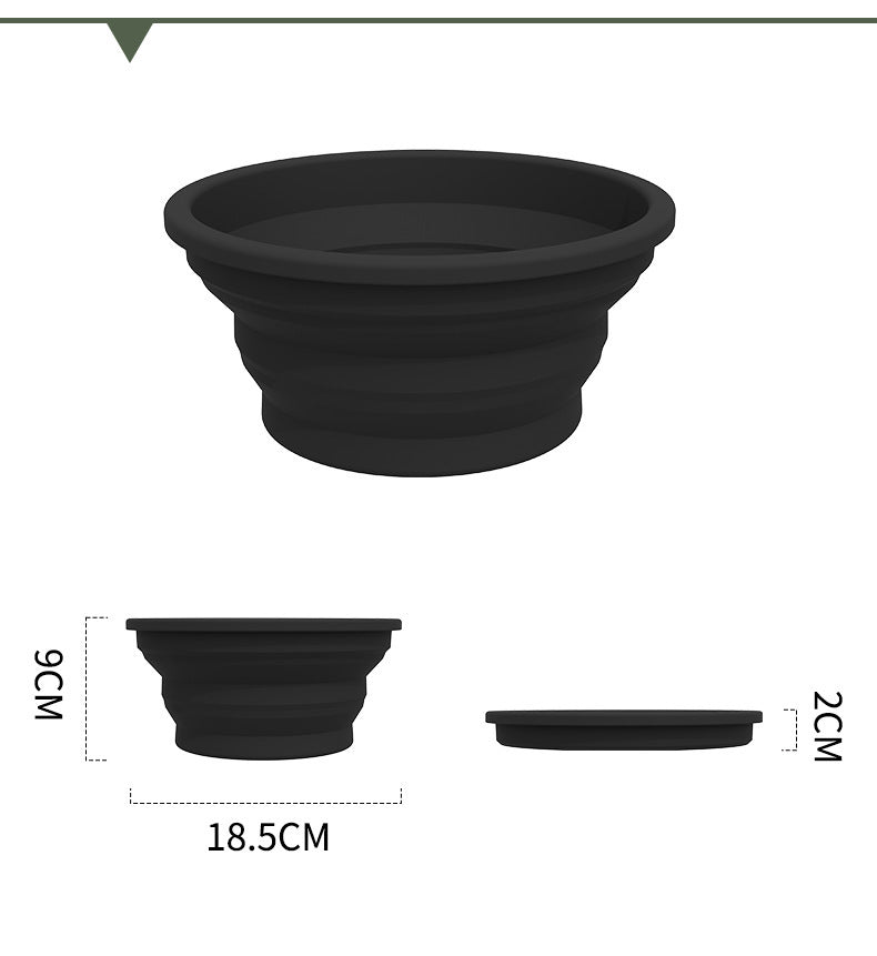 Portable Elevated Dog Bowl Set – Foldable Silicone Double Feeder for Large Dogs, Travel-Friendly with Handle