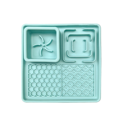 Slow Feeder Bowl Mat - Non-Skid Silicone Licking Pad for Dog & Cat, Easy Clean Pet Feeding Tray with Suction Cup